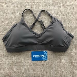 Moshengqi Sports Bra Women’s Size L Gray Padded Convertible